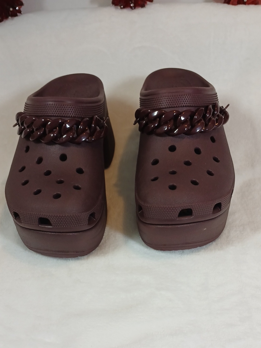 Crocs Siren Chain  Dark Cherry Platform Clog Slides Unisex Sz M7- W 9